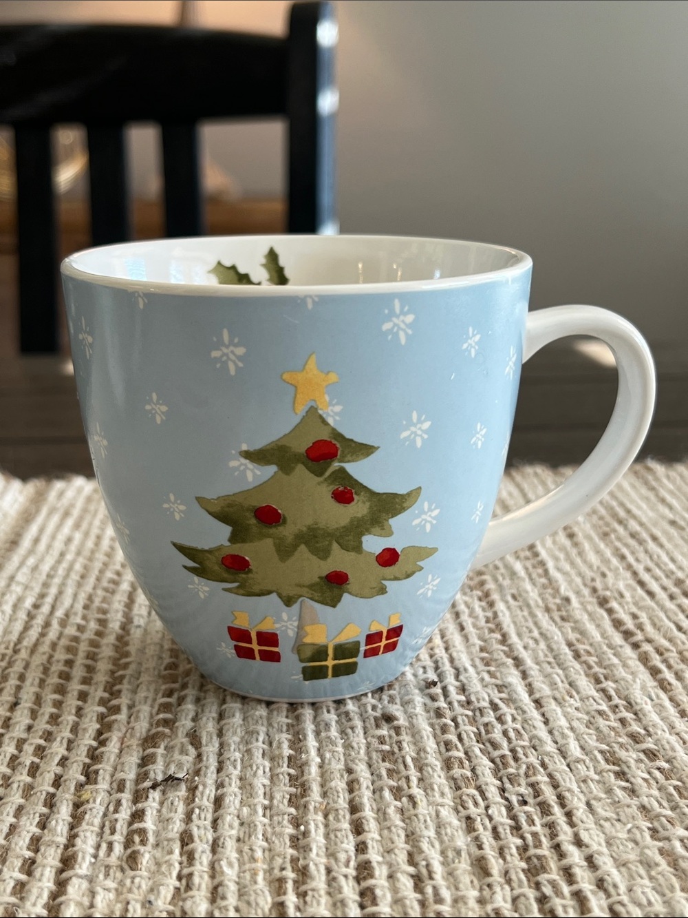 Eddie Bauer Holiday Christmas Tree Ceramic Mug - Light Blue